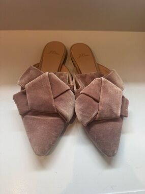 J. Crew Blush Pink Velvet Knotted Pointed-Toe Mules